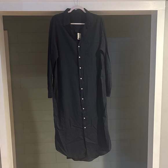 NWT Frank & Eileen RORYMaxi Shirtdress in Navy Organic Cotton
